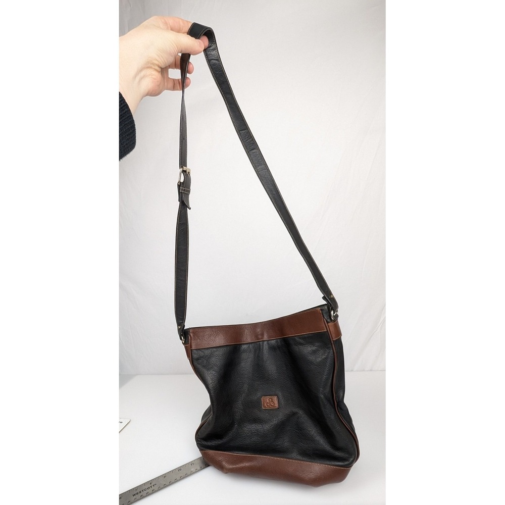DG Monogram Leather Hobo Shoulder Bag Black Brown Two Tone Quiet Luxury Boho Y2K - Picture 2 of 12